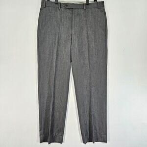 Brooks Brothers 346 Men's Dress Pant Trousers Flat Front Gray Wool Madison 36x32